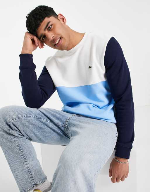 Lacoste block crew clearance sweatshirt