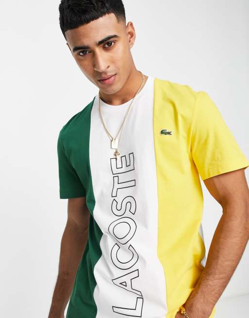 Lacoste colour block t shirt in multi