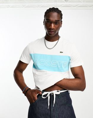 Lacoste colour block t-shirt in white
