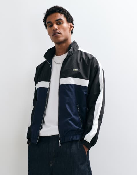 Lacoste colour block water repellant track jacket in navy - view 1