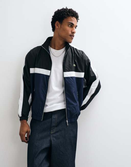 Lacoste colour block water repellant track jacket in navy, 4 of 5
