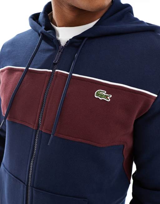 Lacoste colour block zip hoodie in navy ASOS