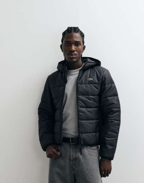 Lacoste colourblock puffer jacket in black - view 1