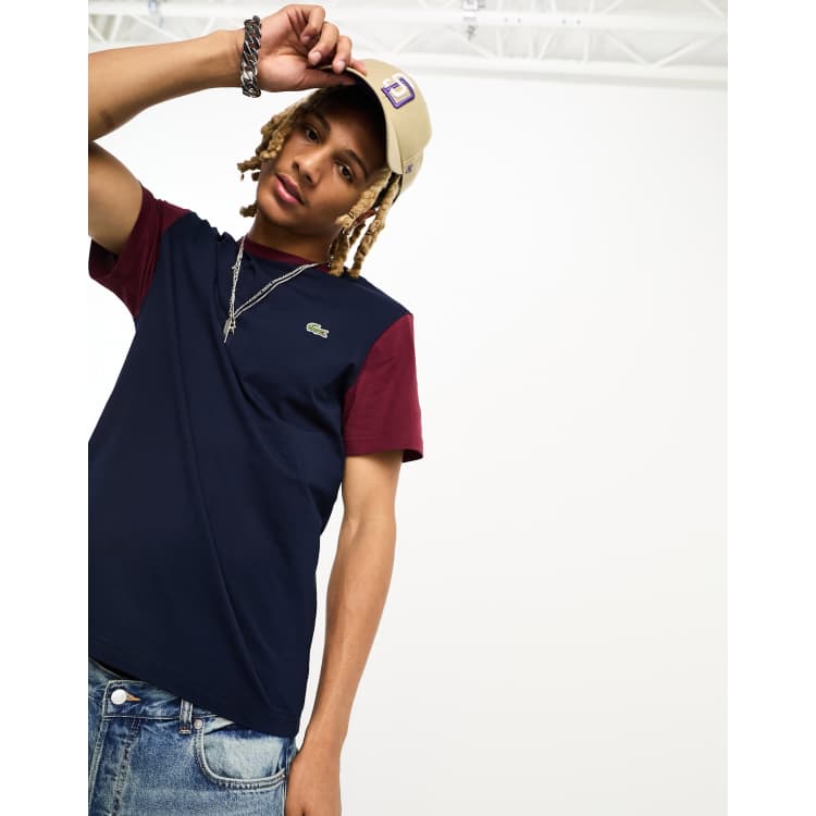 burgundy lacoste t shirt