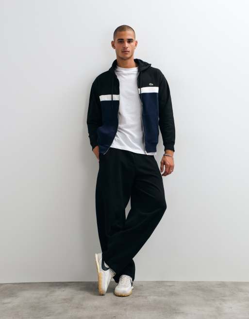 Lacoste colourblock zip through hoodie in navy, 2 of 5