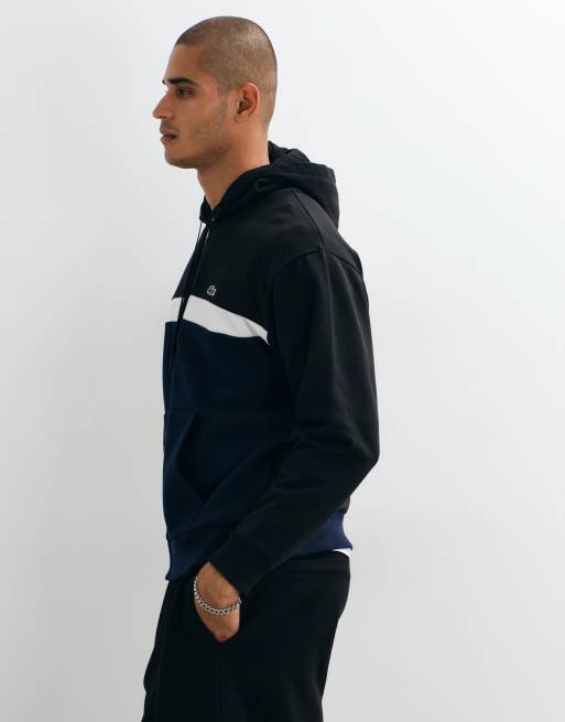 Lacoste colourblock zip through hoodie in navy, 5 of 5