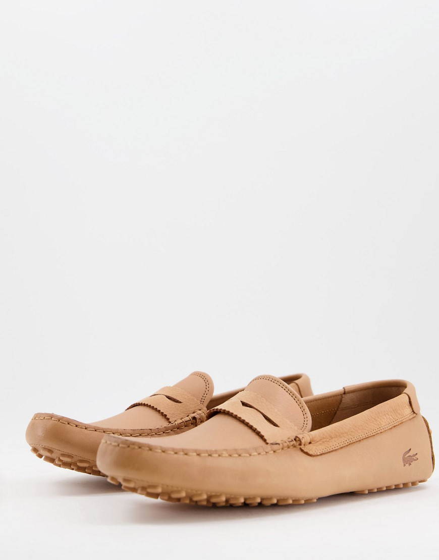 Lacoste concours craft drivers in tan leather-Brown