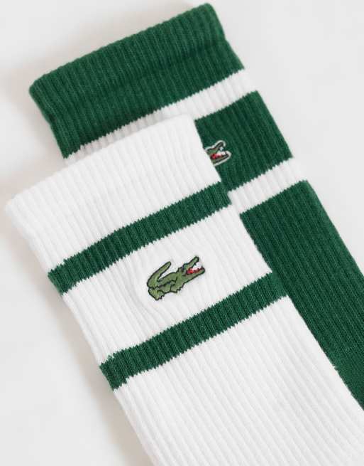 Lacoste confezione da 2 paia di calze lunghe a righe verdi e bianche, 2 di 3