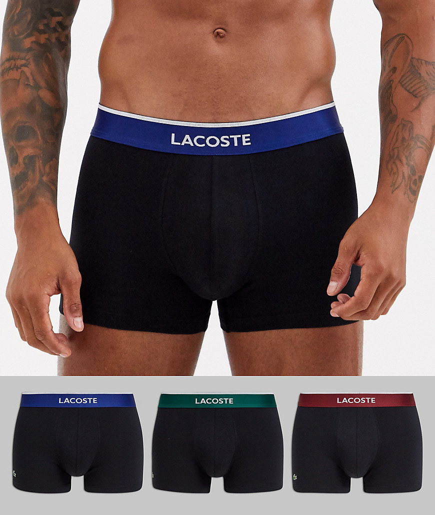 Lacoste - Confezione da 3 boxer aderenti in cotone elasticizzato neri-Nero
