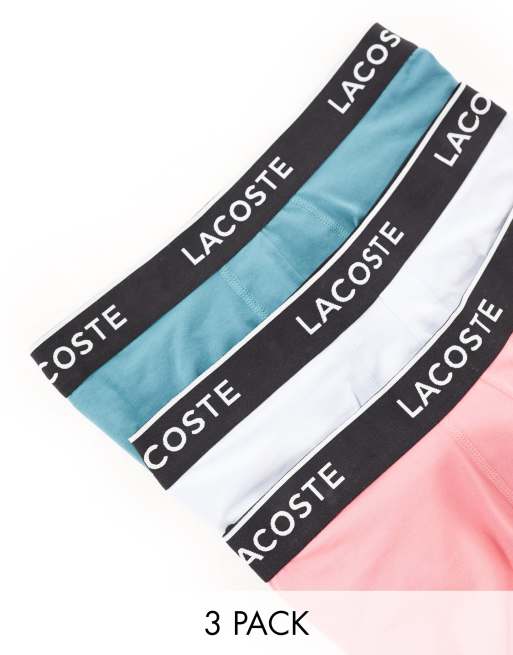 Lacoste - Confezione da 3 paia di boxer aderenti casual in colori pastello con fascia in vita nera