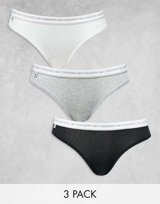 Lacoste - Confezione da 3 slip neri, bianchi e grigi con logo