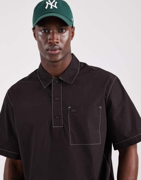 Lacoste contrast stitch short sleeve resort shirt in brown (part of a set) - view 1