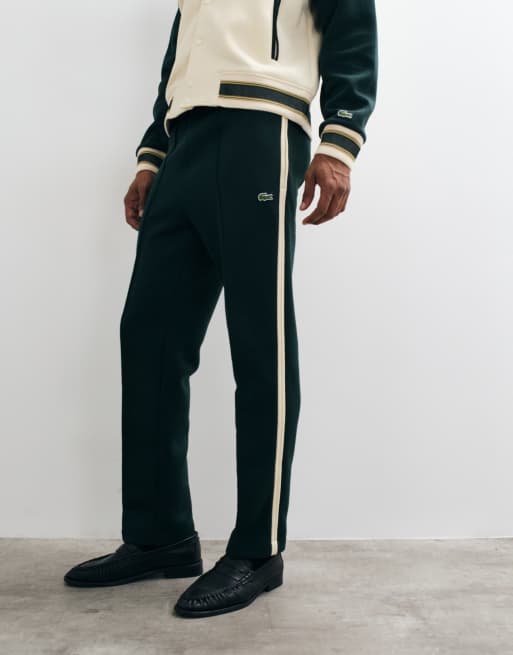 Lacoste contrast stripe co-ord sweatpants in dark green, 2 of 5