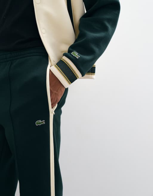 Lacoste contrast stripe co-ord sweatpants in dark green, 5 of 5