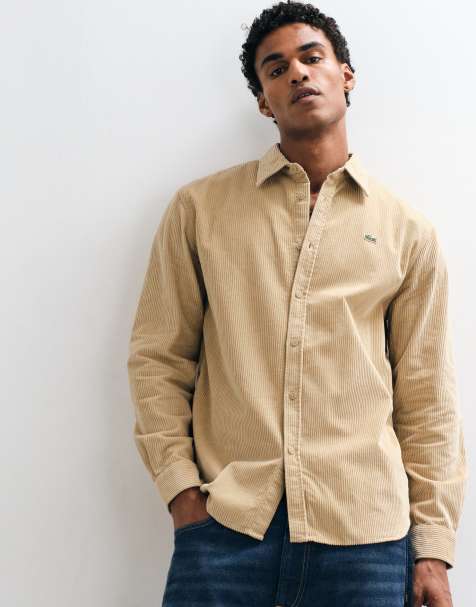 Lacoste cord overshirt in beige - view 1
