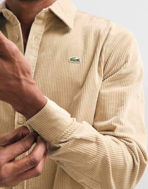 Lacoste cord overshirt in beige , 2 of 5