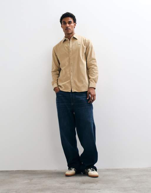 Lacoste cord overshirt in beige , 3 of 5
