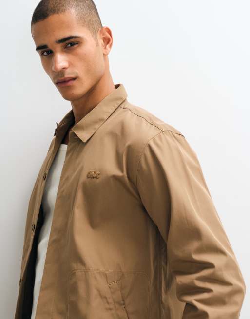 Lacoste cotton blend twill overshirt in tan , 2 of 5