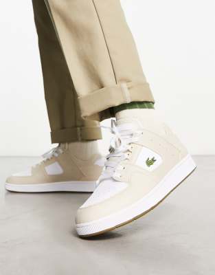 Lacoste Court Cage Colour Block Trainers In Beige White  - ASOS Price Checker