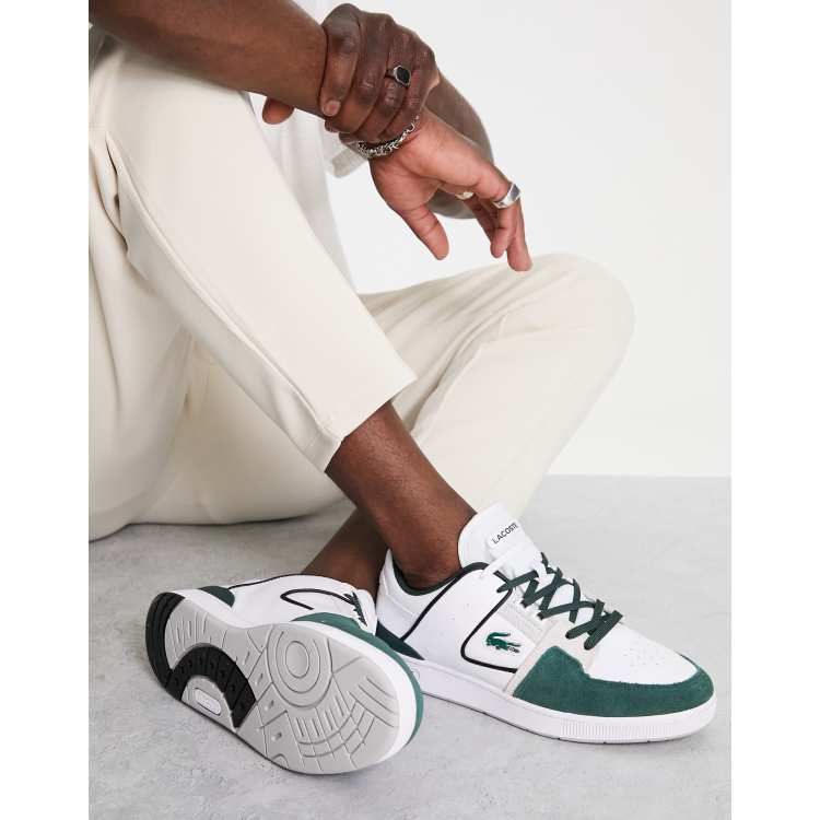 Lacoste court chunky sneakers in white and green | ASOS