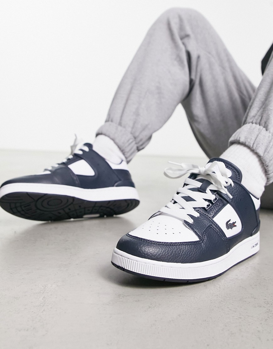 Lacoste Court Cage Colour Block Trainers In Navy White
