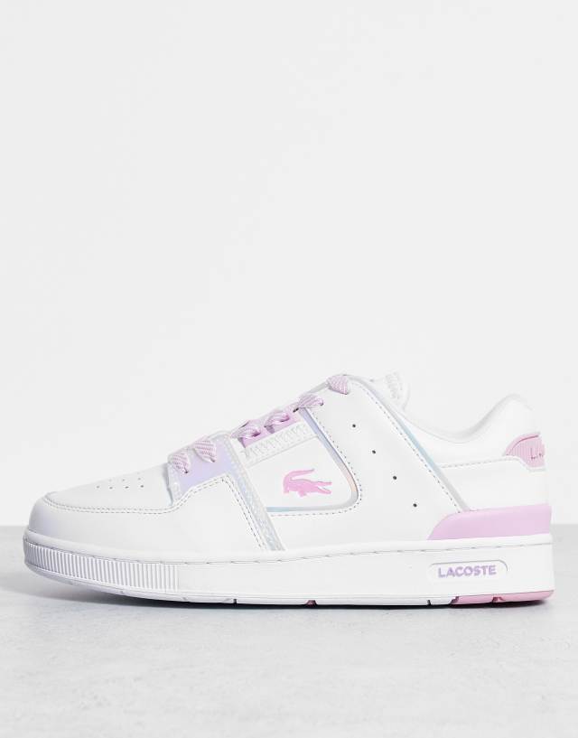 Lacoste Court Cage irridescent sneakers in white leather