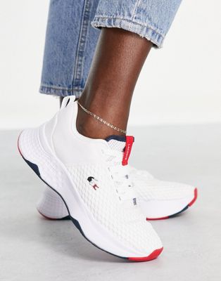 Lacoste court drive trainers in white/naby/red