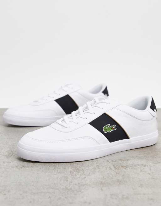 Lacoste Court master Leren sneakers met strepen in wit blauw