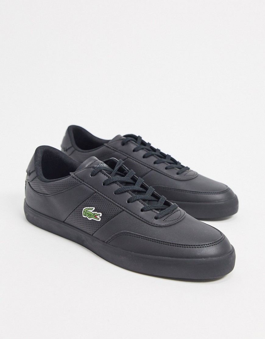 LACOSTE COURT MASTER PERF STRIPE SNEAKERS IN BLACK,740CMA001402H