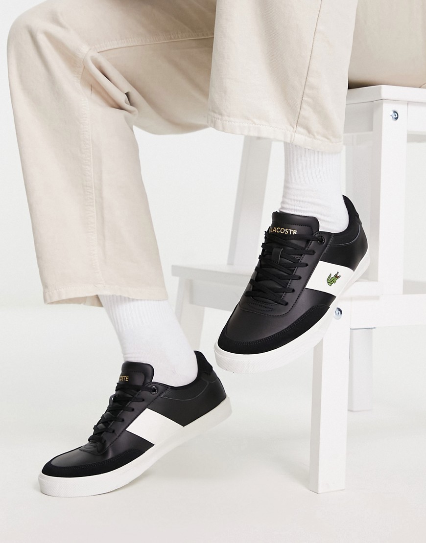 lacoste court-master pro trainers in black white