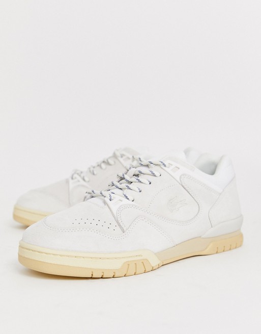 Lacoste Court Point premium trainers in off white suede