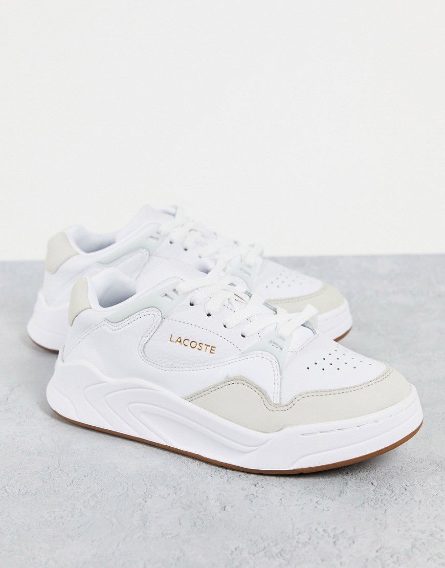 Lacoste Court Slam 319 Suede mix chunky sneakers in white