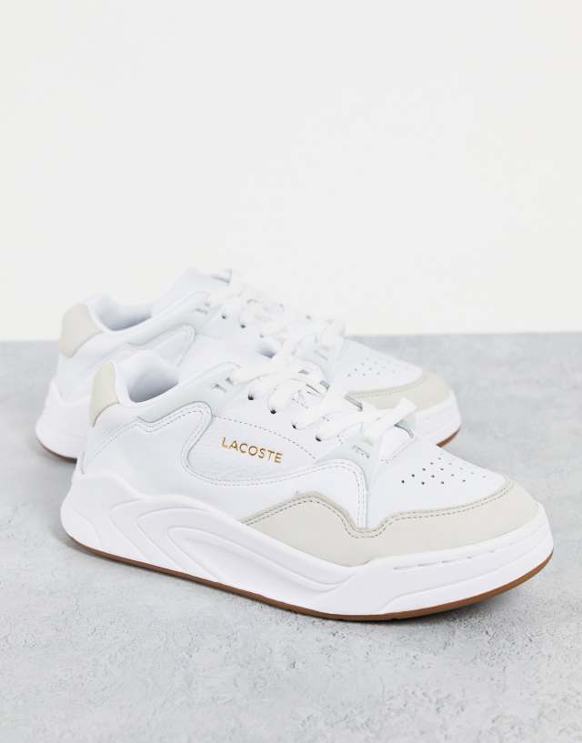 Lacoste Court Slam 319 Suede mix chunky sneakers in white