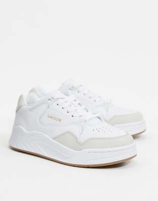 lacoste white court slam trainers