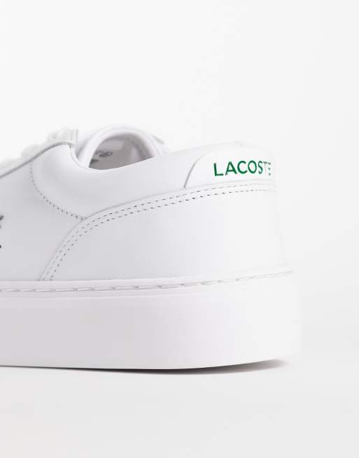 Lacoste court thick sole logo sneakers in white, 3 of 5