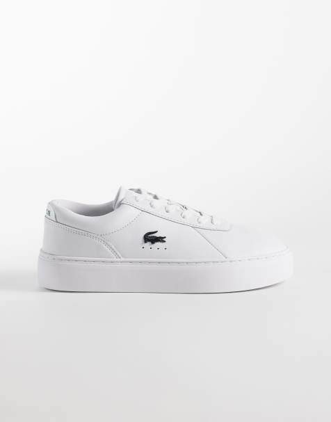 Lacoste Court thick sole logo trainers in white - view 1