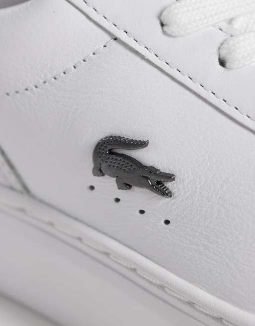 Lacoste Court thick sole logo trainers in white, 5 of 5