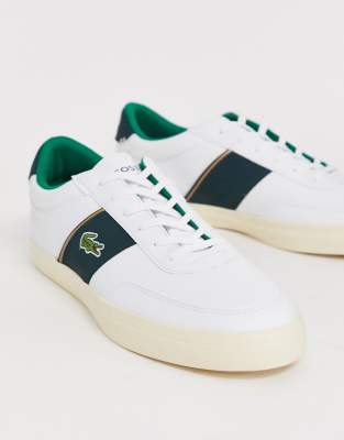 lacoste white and green sneakers