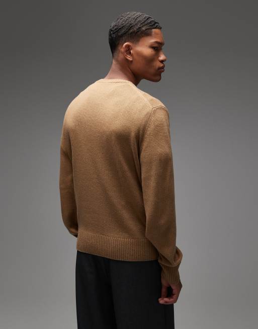 Lacoste crew neck jumper in brown, 3 of 5