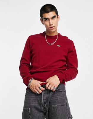 Lacoste crew neck jumper in red