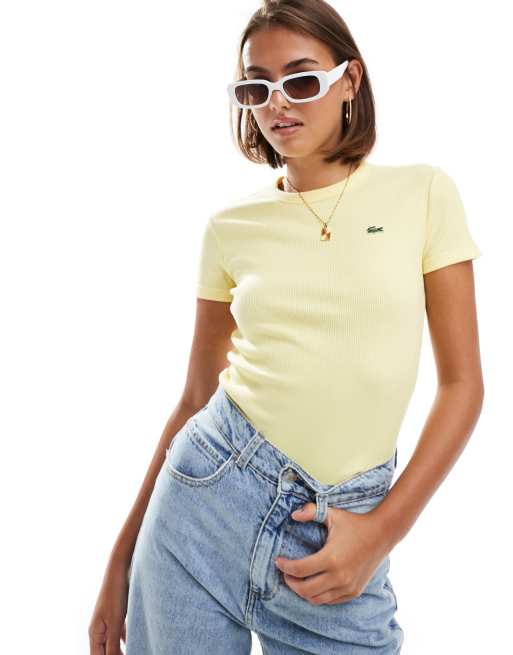 Lacoste crew neck short sleeve t shirt in yellow ASOS