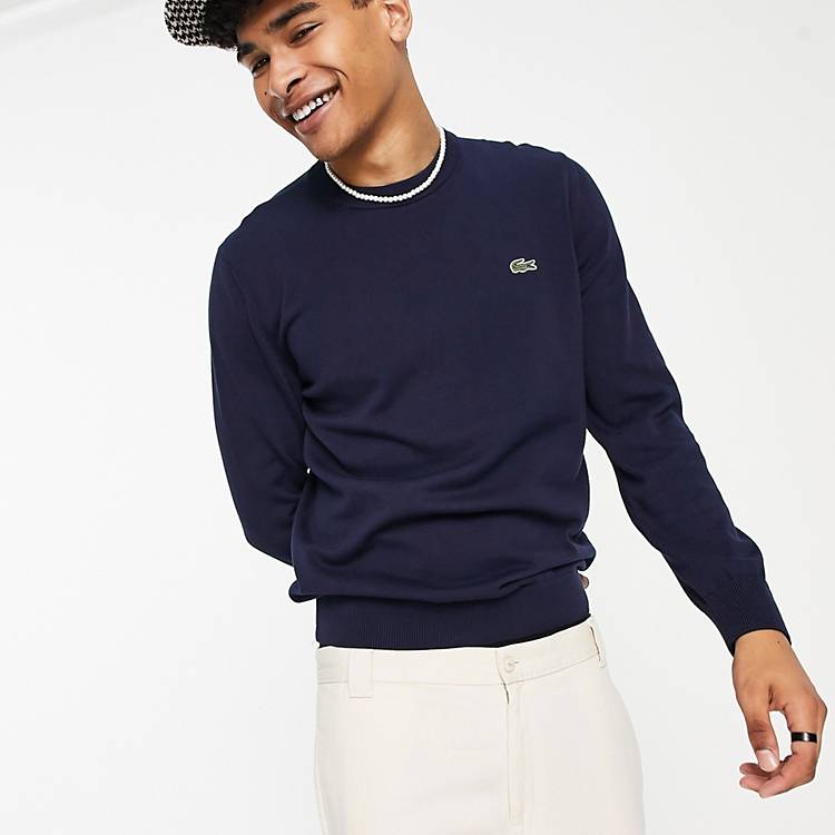 Lacoste Live Sweater With Pattern In Navy | lupon.gov.ph