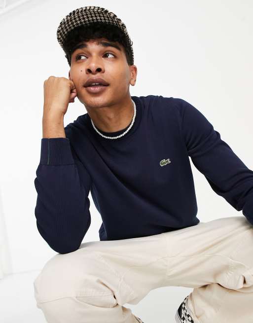 Lacoste Crew Neck Jumper Navy - Lacoste At 80s Casual Classics