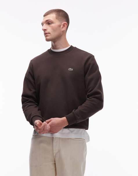 Lacoste crew neck sweatshirt in brown - view 1