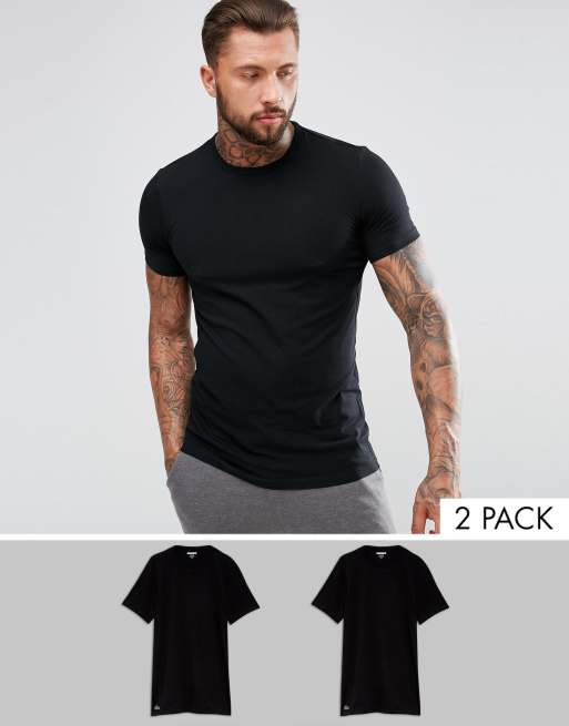 Lacoste crew t-shirt pack slim fit black | ASOS