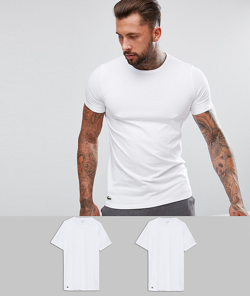 Lacoste – Crew – Vit t-shirt med smal passform 2-pack
