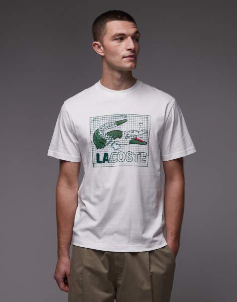 Lacoste croc chest graphic in white