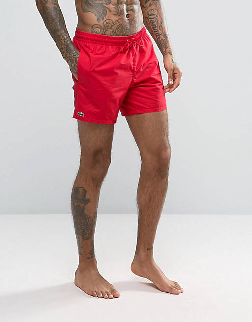 Lacoste Croc Logo Swim Shorts in Red | ASOS