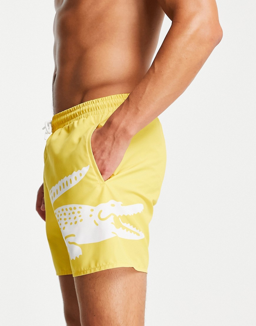 Lacoste croc logo swim shorts-Yellow