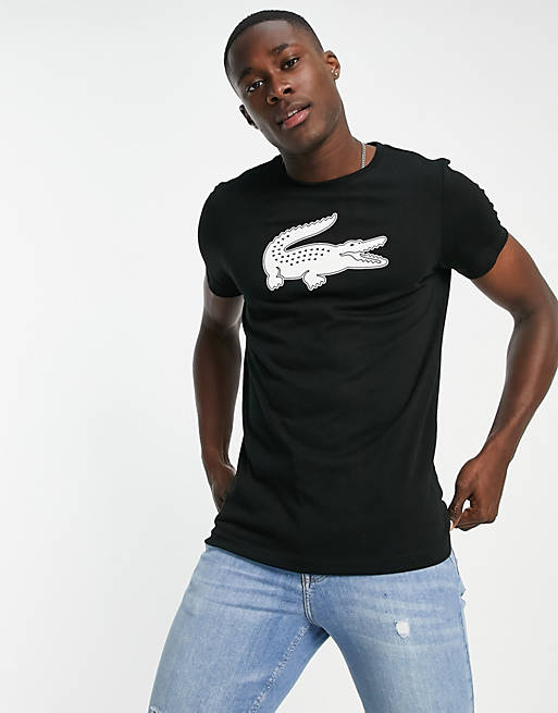 Men Lacoste croc logo t-shirt in black 